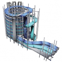 Forme ronde triple bande Entrée basse 3 voies et sortie haute 3 niveaux