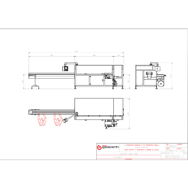 Dimensions de l’emballeuse IMA-100